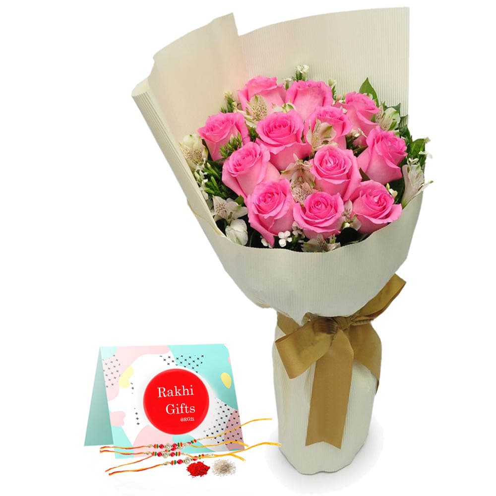 Roses bouquet with Rakhi