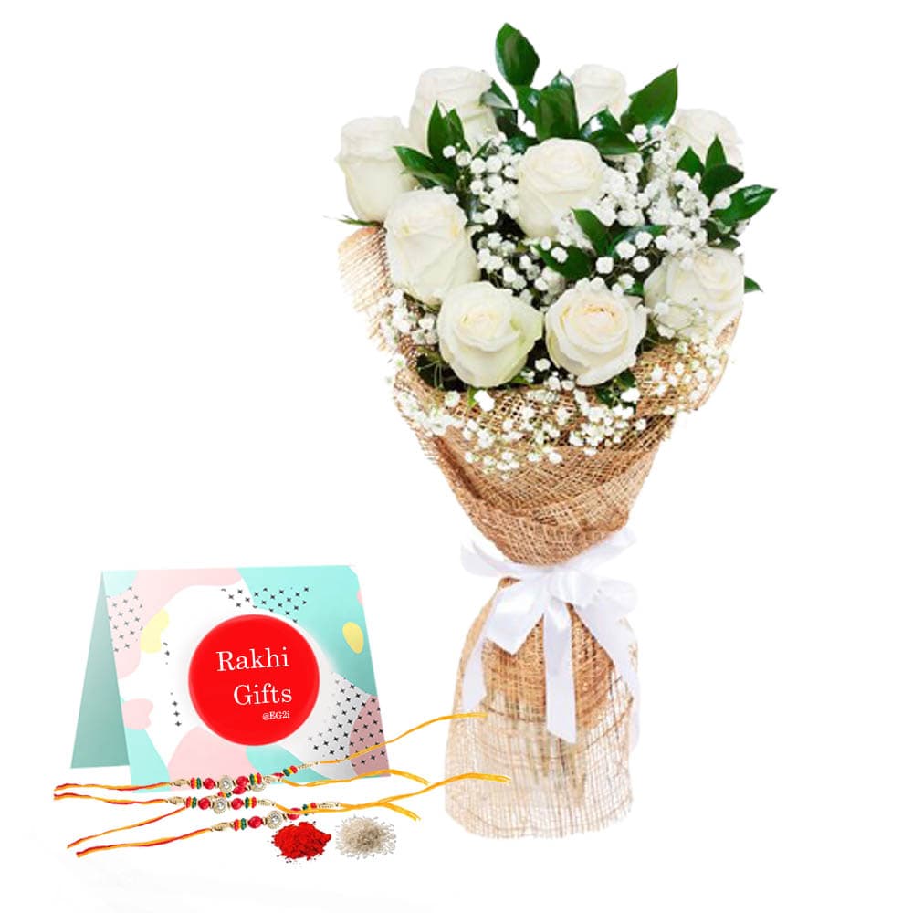 White Roses with Rakhi