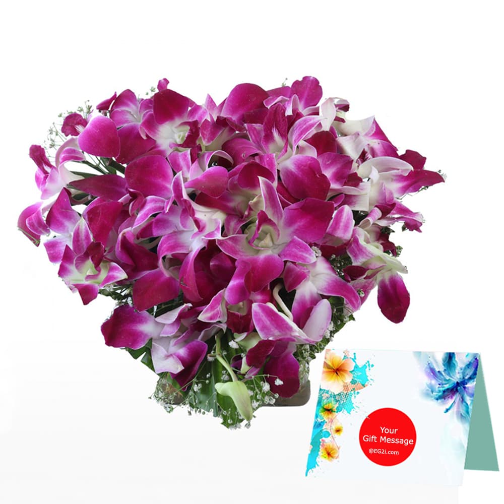 20 Orchid Heart Shape Arrangement