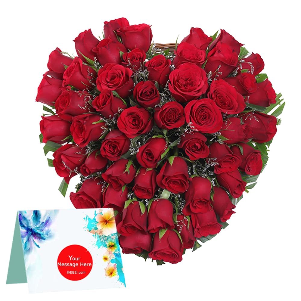 60 Red Roses Heart Shape Arrangment