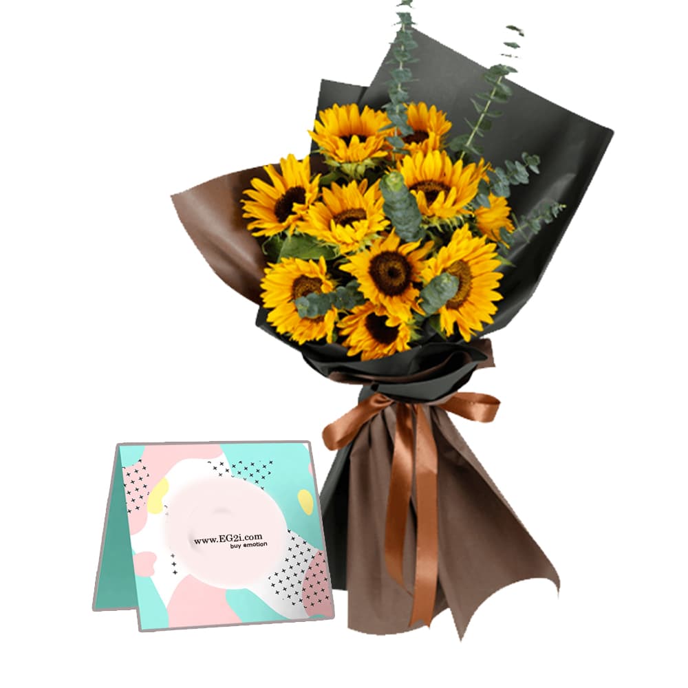 Sunflowers Black Paper wrapped Bouquet