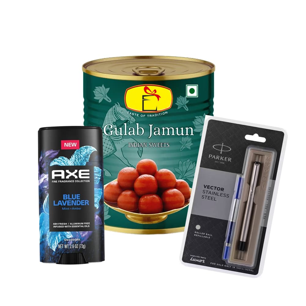 Gulab Jamun with Axe Deodrant and Parker pen