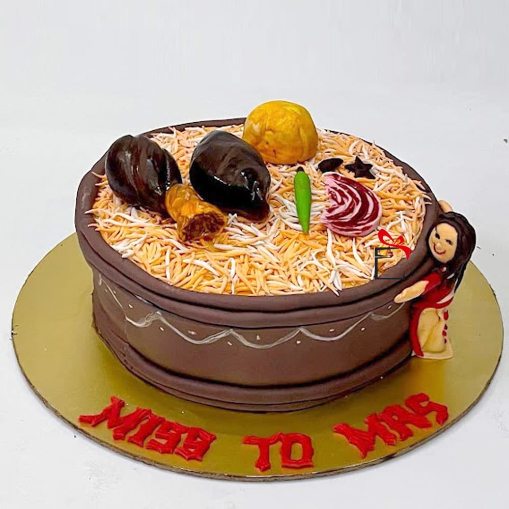 Fondant Chicken Biryani Theme Cake