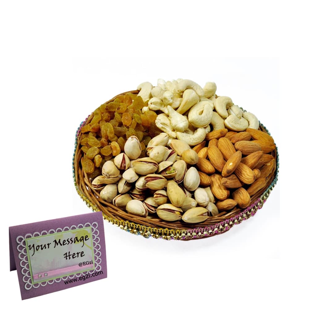 Mixed Dry Fruits in a design Round Basket