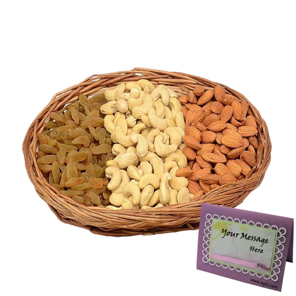 Mixed Dry Fruits with Oval Basket