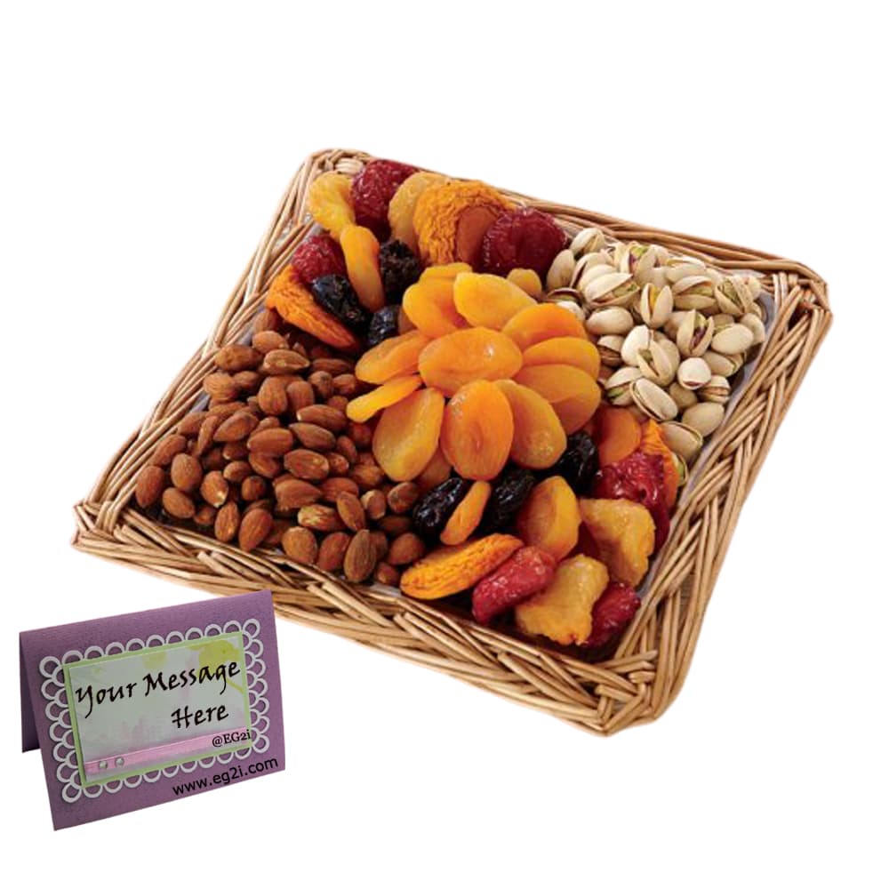 Mixed Dry Fruits with Sweet in Square Basket