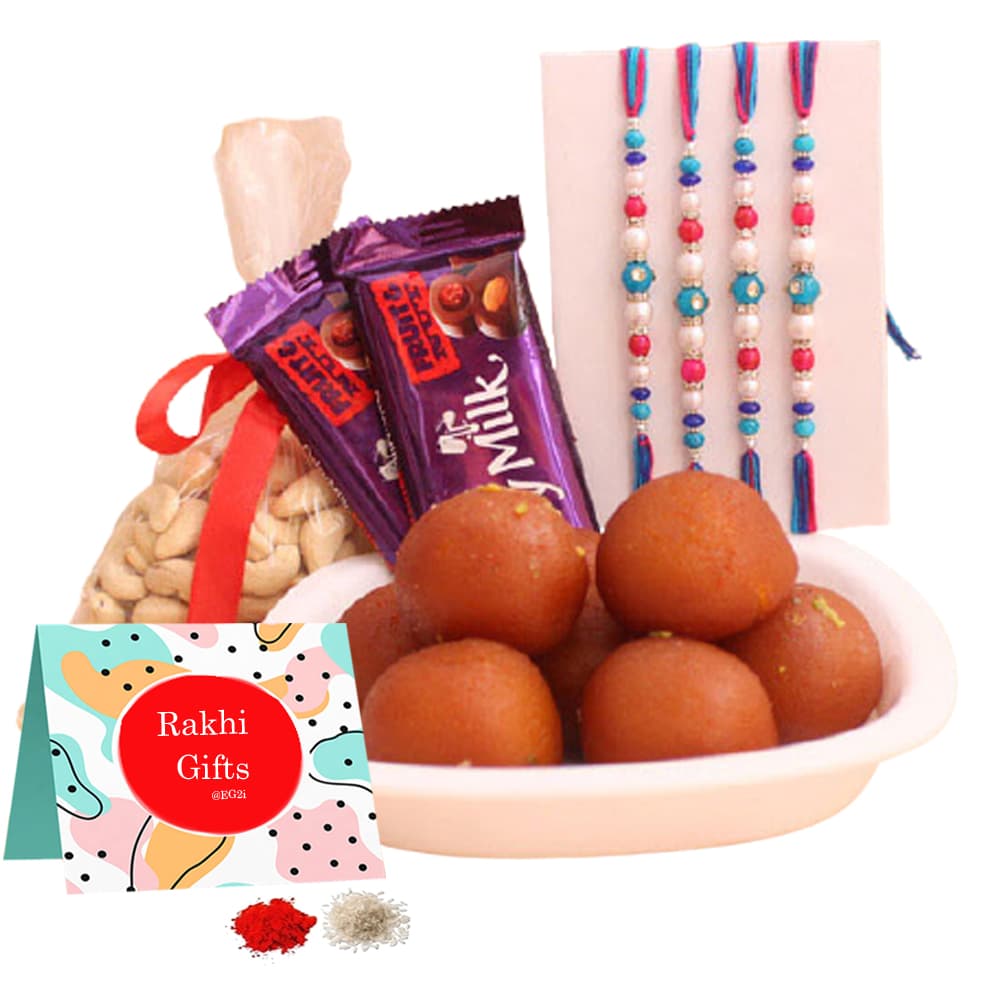 Gullab Jamun , Cashew Chocolates with Rakhi