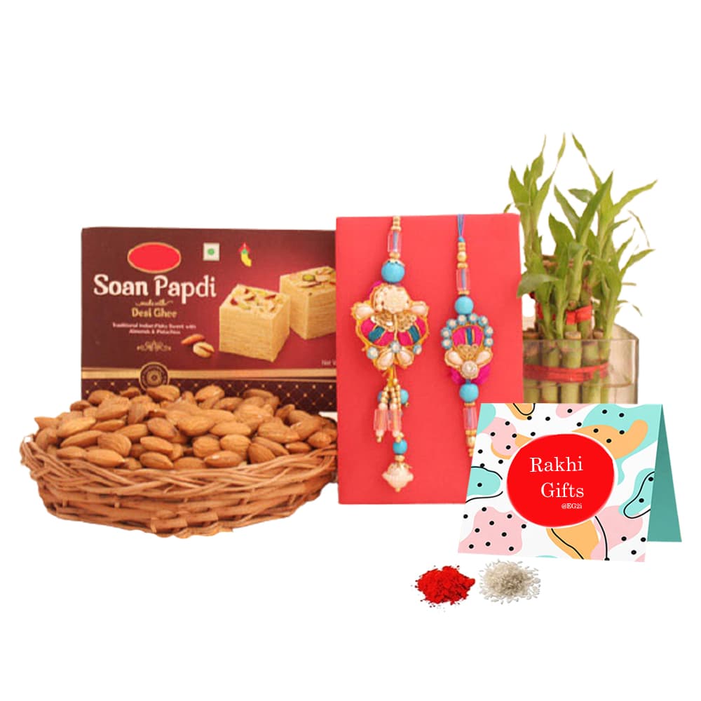 Soan papdi, Almond with Two Layer Bamboo and Rakhi