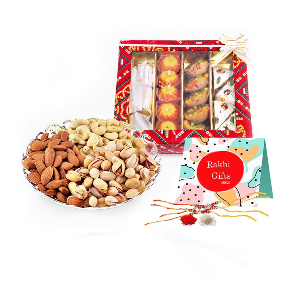 Sweet with Mixed Dry Fruits and Rakhi