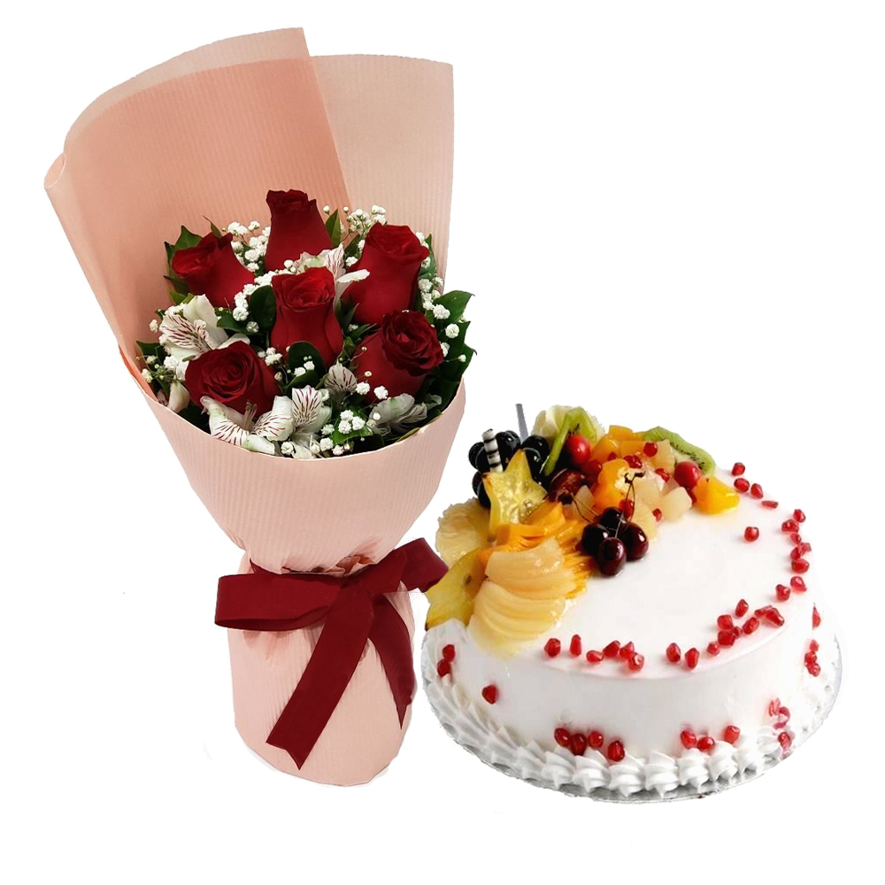 COMBO BOUQUET WITH CAKE - Candy Wrap