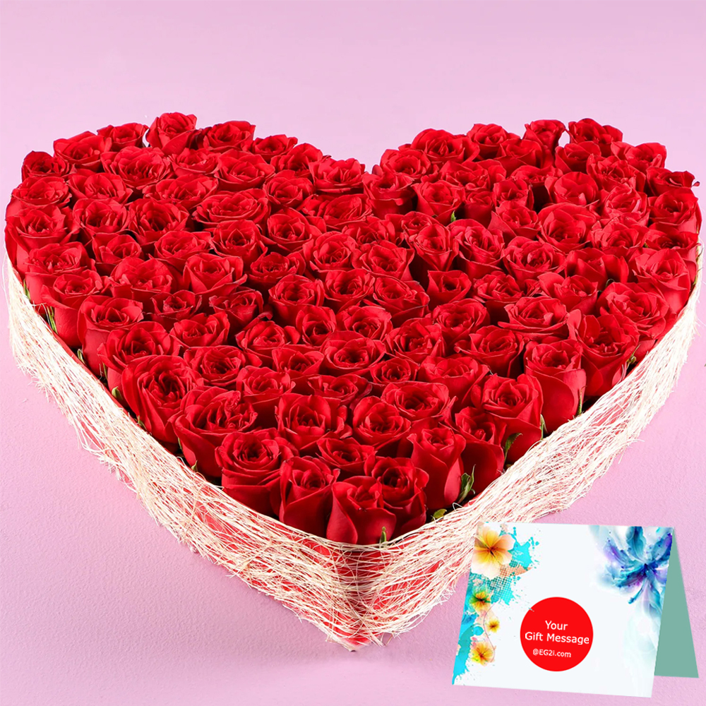 200 Red Roses Heart Shape Arrangement Mixed Flowers Flowers To India Send Flowers Ts