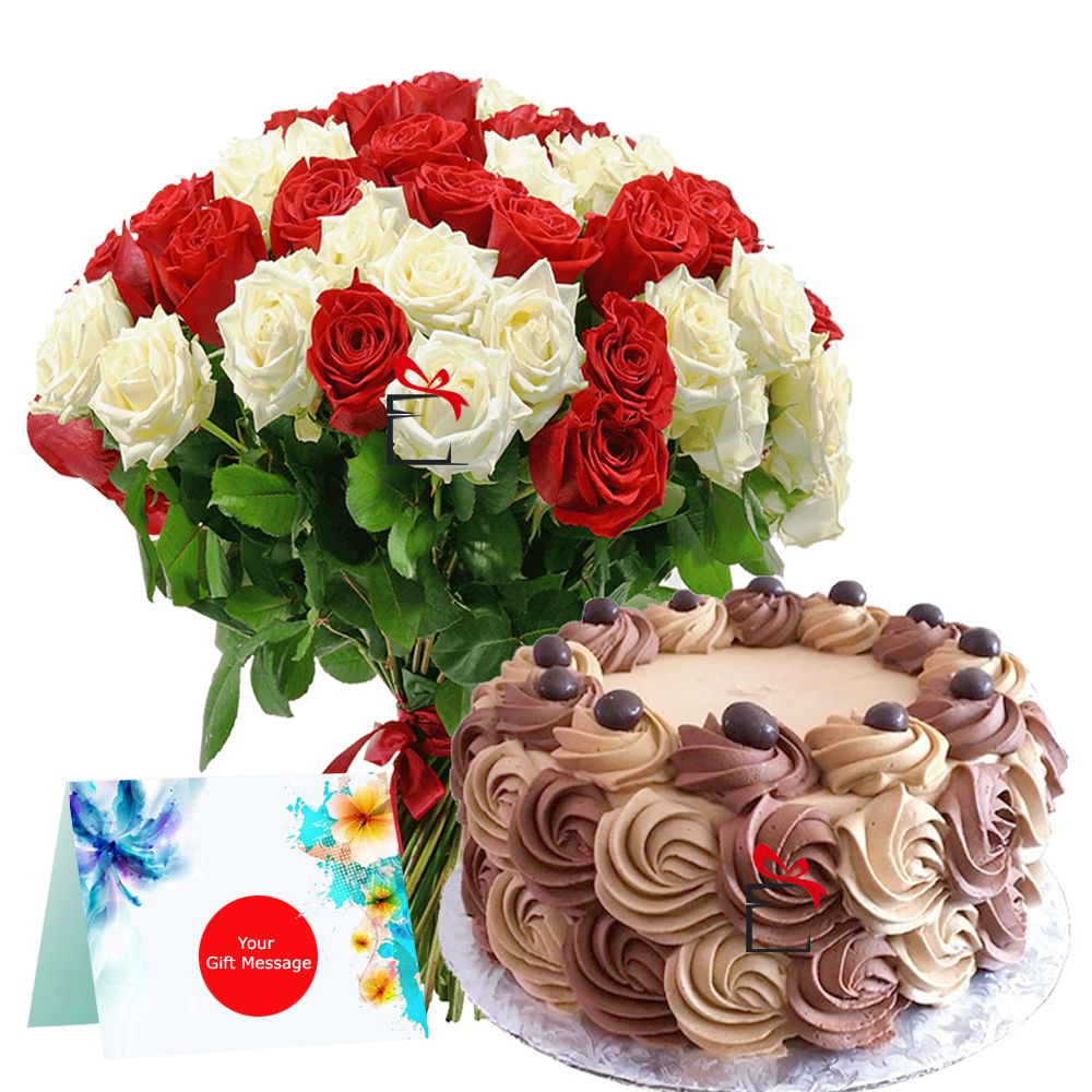 Red and White Rose Cake